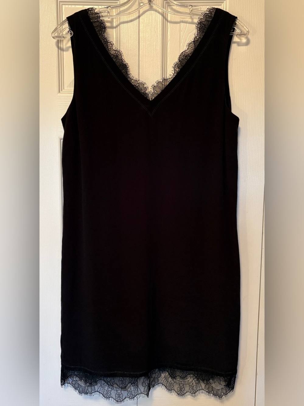 All Saints Black Lace-Trim V-Neck Sleeveless Mini Dress